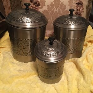 Canister Set silver embossed